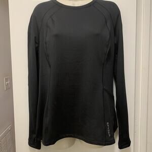 Spyder Active Women’s Black Long Sleeve Base Layer Top L Thumbholes Pocket